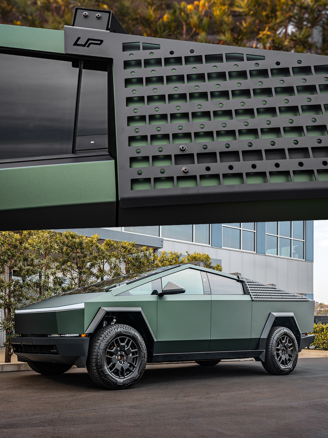 Cybertruck拥有足够的尺寸。现在让它具备相匹配的实用性。 UP INVINCIBLE® Molle支架帆板面板将未使用的帆板空间转变为模块化、易于存取的存储空间，用于救援装备、工具、RotopaX、牵引板、露营装备和日常使用配件。 对于Cybertruck车主来说，Molle面板是最重要的升级之一，因为它们让卡车能够适应不同的任务。无论是远征、工地使用、应急响应、越野救援还是周末冒险，配置都会随着你而改变。 更多存储空间。更快的取用速度。更整洁的组织方式。 用UP INVINCIBLE® Molle支架帆板面板升级你的Cybertruck。 @unpluggedperformance