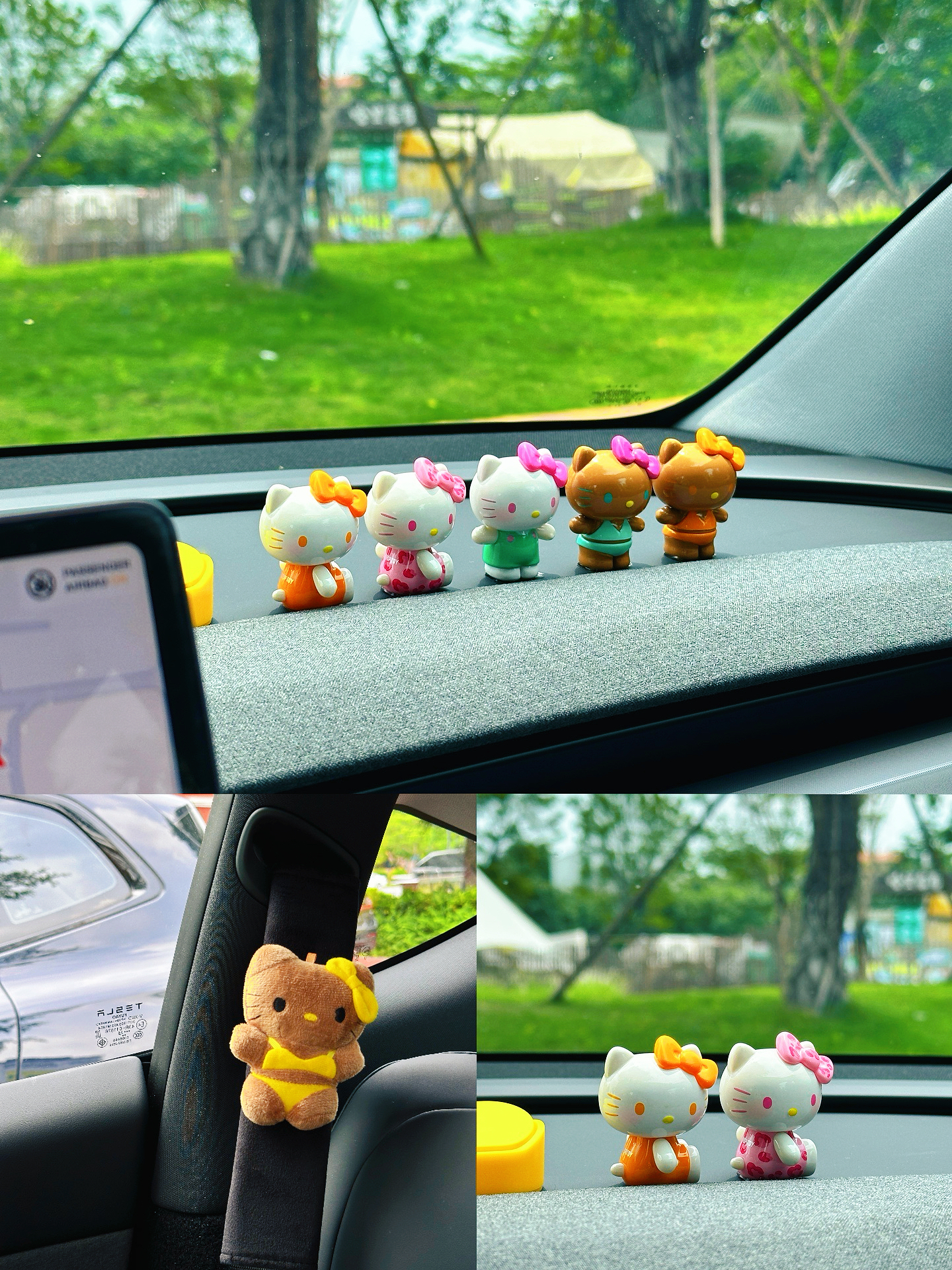 特斯拉毛胚装修🚗今日份可爱的kitty 买了特斯拉半个月要开始帮这毛坯房装修了
1️⃣最近top toy新出的夏日彩虹糖萌粒🍎
抽到了两只黑皮，坐着的也是超可爱
2️⃣安全带护肩套🎀
安全带有点刮脖子，套个护肩套舒服
#车载好物 #女生车内饰 #特斯拉内饰 #kitty #女孩子的车内饰 #一人一件车载好物 @卢雯雯