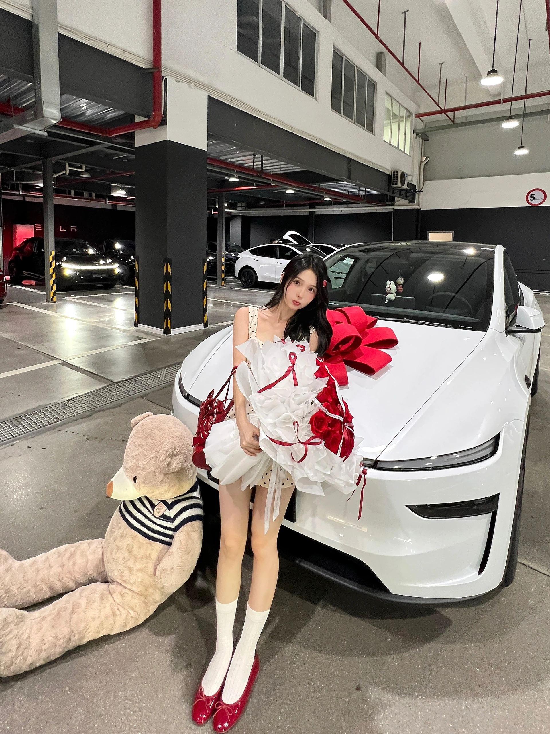 喜提特斯拉大玩具🚗 终于提到心心念念的特斯拉了～
是很喜欢的白色 干净又大气
	
全程一小时就办完交车了🥳效率很高夸夸
想看看大家的modely的内饰！
#喜提新车 #提车仪式 #特斯拉 #特斯拉Y #modely #拍照姿势 #适合女生开的车 #人生第一辆小车车 @一只甜鲸